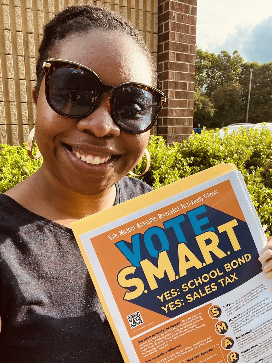 Spending my evening making sure Guilford County voters enter the voting booth as informed voters! Early voting ends tomorrow! <a href="/SMARTBondGCS/">GCS S.M.A.R.T Bond & Sales Tax</a> #VoteSMART