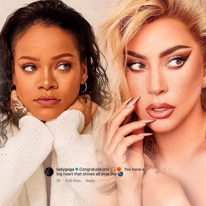 FentyPosts's tweet photo. Lady Gaga shows love to Rihanna for launching Fenty Beauty / Fenty Skin in Africa:

"Congratulations. You have a big heart that shines all over the world."

#Rihanna, #RihannaNews, #RIHANNANAVY #Spotify https://t.co/IpfH2ryUOP