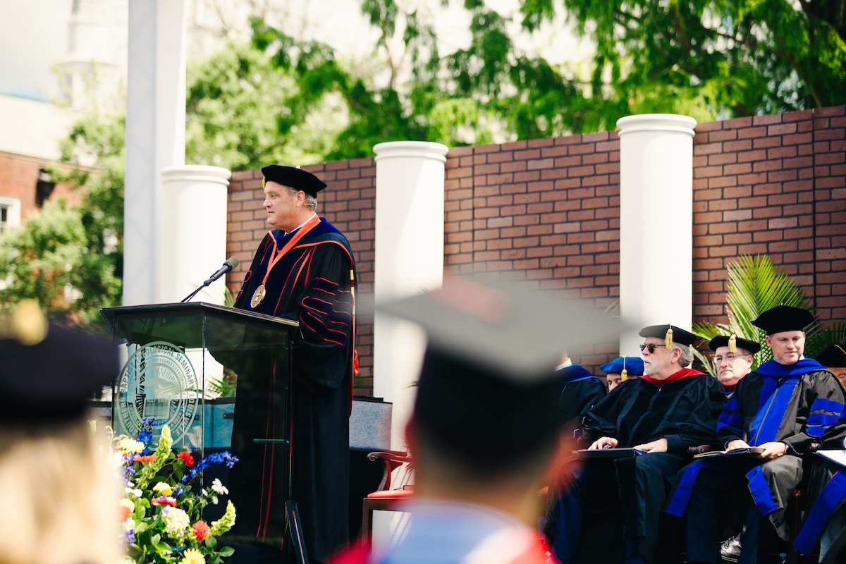 SBTS's tweet photo. We held the 229th commencement exercises of Southern Seminary this afternoon. 

What a joy-filled day of conferring degrees and presenting diplomas to 347 graduates.

We praise the Lord for the lives of these students and the years of ministry preparation! 

#SBTSGraduation https://t.co/mUtHqlddVB