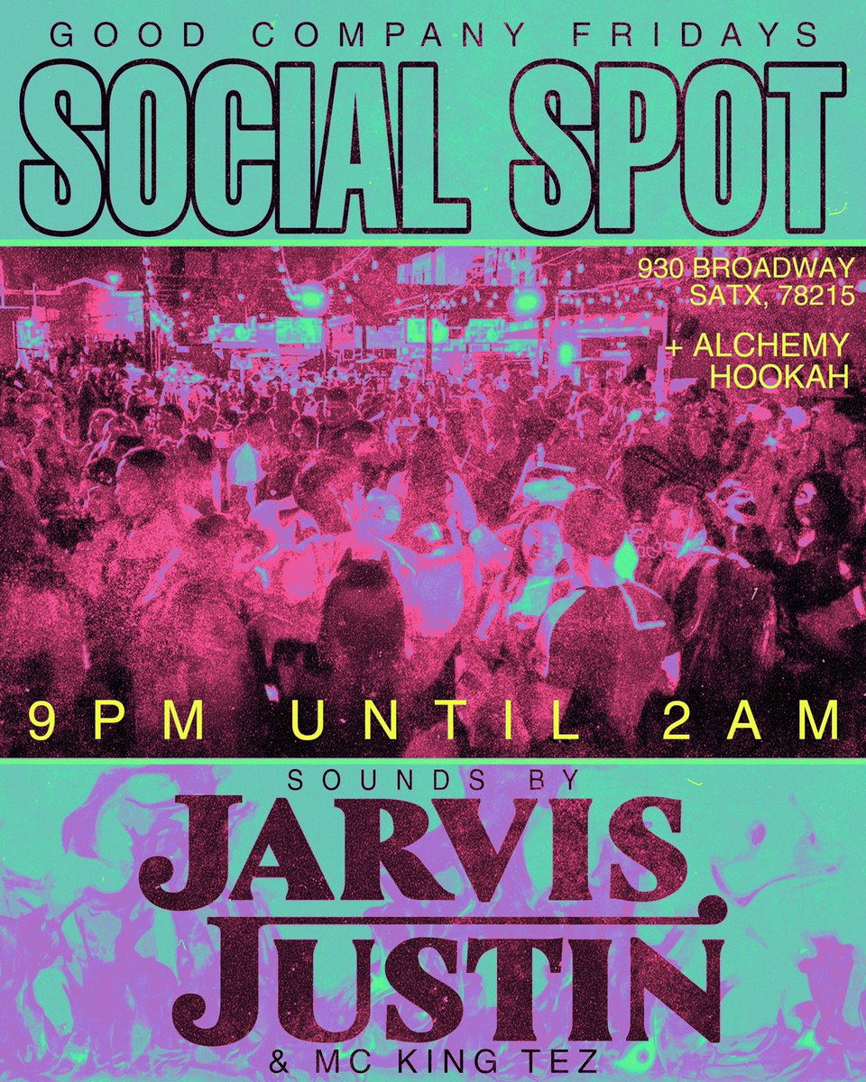 Tonight ⚠️ we start up GOOD COMPANY FRIDAYS downtown inside <a href="/SocialSpotSATX/">Social_Spot_SATX</a> // nothing but good energy and good tunes all night. 

Like-share ••• see you there ✌🏼