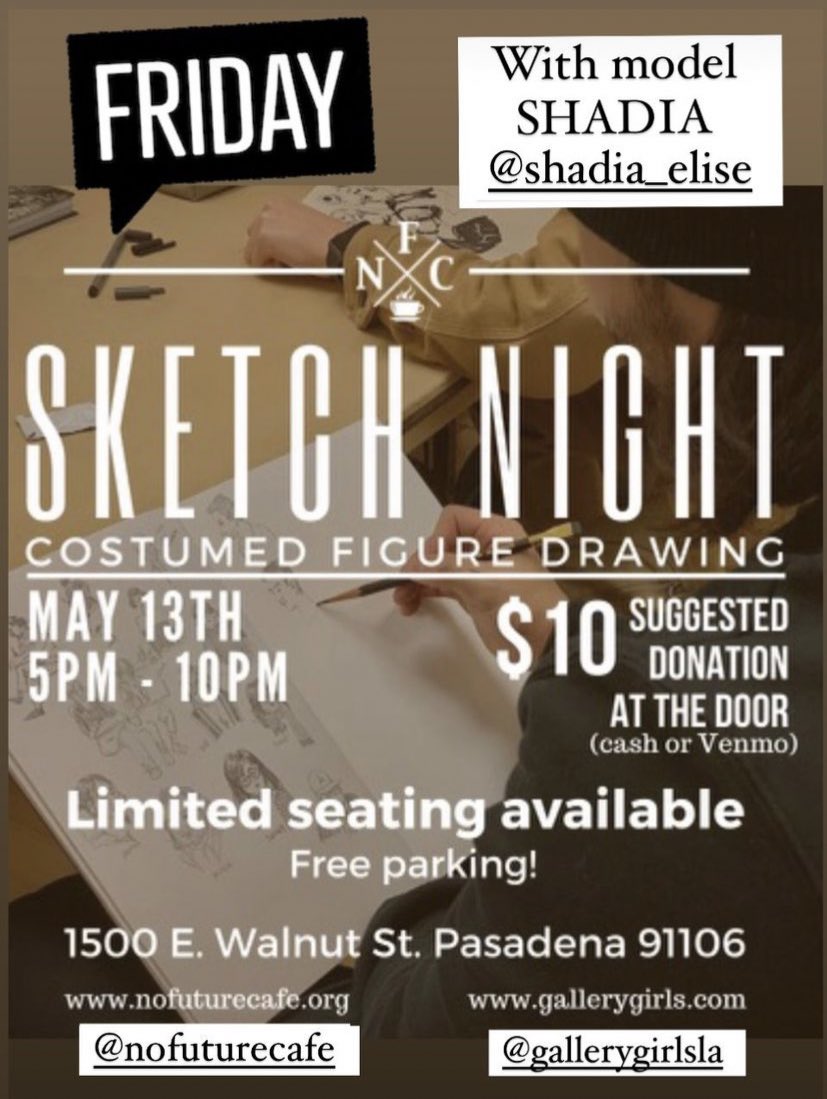 SKETCH NIGHT IN PASADENA TONIGHT! <a href="/NoFutureCafe/">No Future Cafe</a> 
#sketch #pasadena #draw #gallerygirlsla