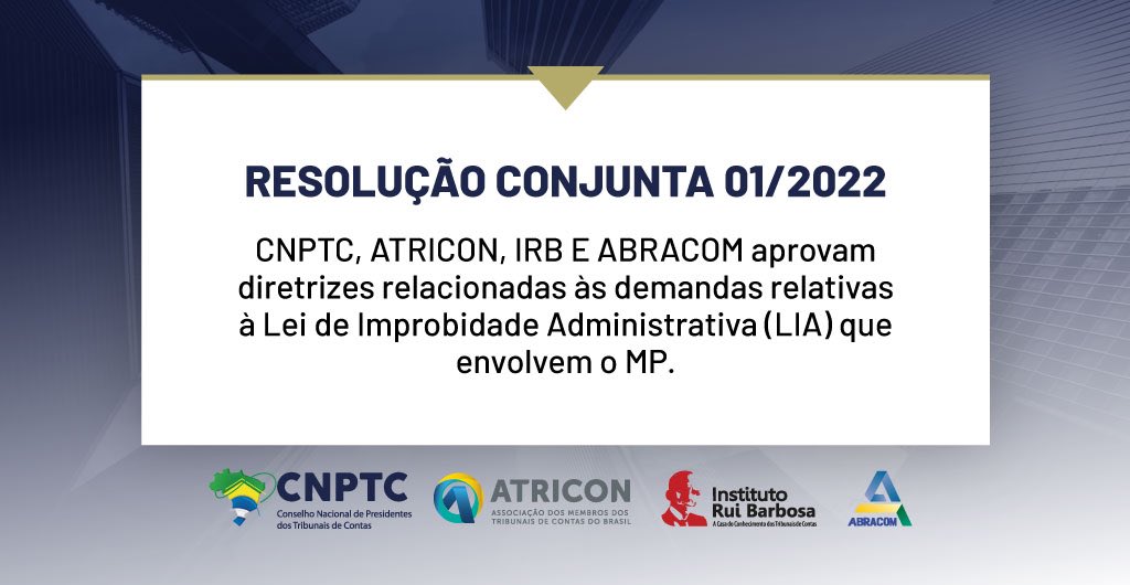 Abracom_tcms's tweet photo. CNPTC, ATRICON, IRB E ABRACOM aprovam diretrizes relacionadas às demandas relativas à Lei de Improbidade Administrativa (LIA) que envolvem o MP.

Leia em: https://t.co/m1KugCwvBu https://t.co/hodq7v9kFW