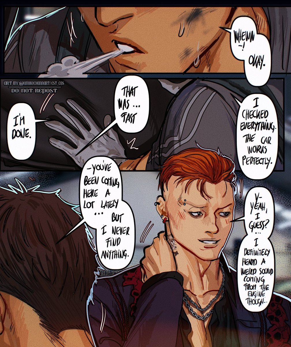 Yakuza AU Hiromi with car mechanic Oka