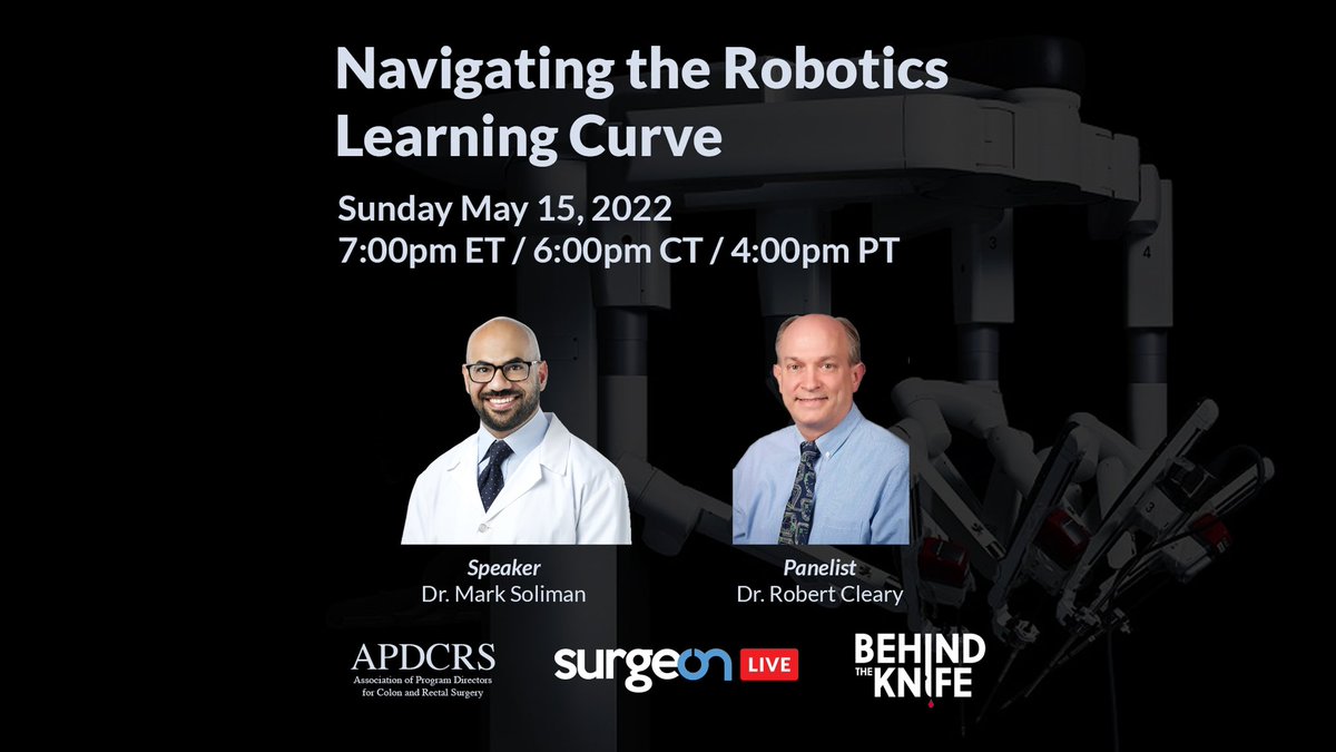 surgeonapp1's tweet photo. This Sunday, join Dr. @MarkSoliman, Dr. @robertclearymd, and the @CRSVirtualEd / @BehindTheKnife team for the first @APDSurgery #apdcrs lecture hosted on SurgeOn!
All are welcome to join!
https://t.co/QdM8kh6qX2 https://t.co/GZkttBtXBD