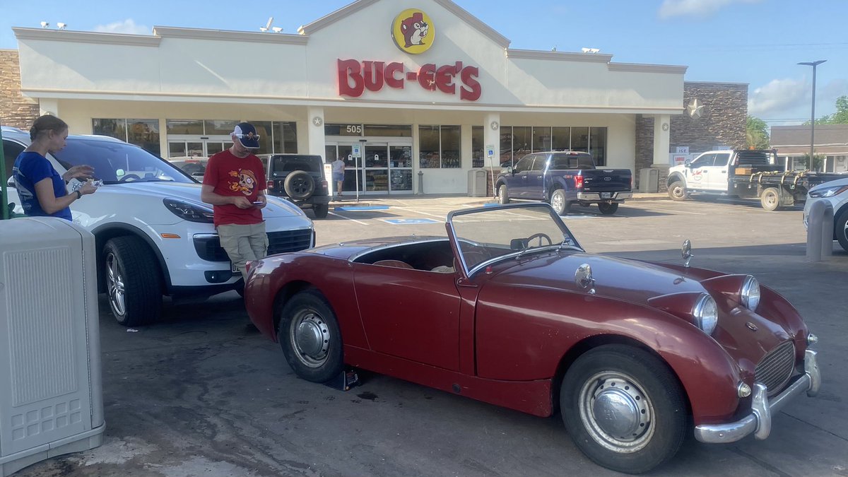 With <a href="/equiraptor/">equiraptor</a> and Nugget. Texas is  dry. I can’t drink enough water. The Sprite ran weirdly richer as the day went on. No disasters though, it kept-on like the Stiff Brit it is!