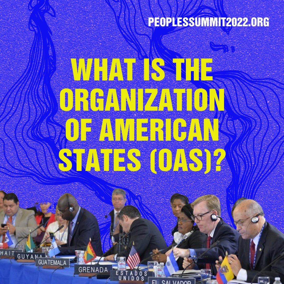 PeoplesSummit22's tweet image. The People’s Summit is a counter summit to the Summit of the Americas which is hosted by the Organization of American States (OAS).

But what is the OAS, and who do they represent? We put together this brief explainer.

Register for The People's Summit at the link in bio. (1/3)