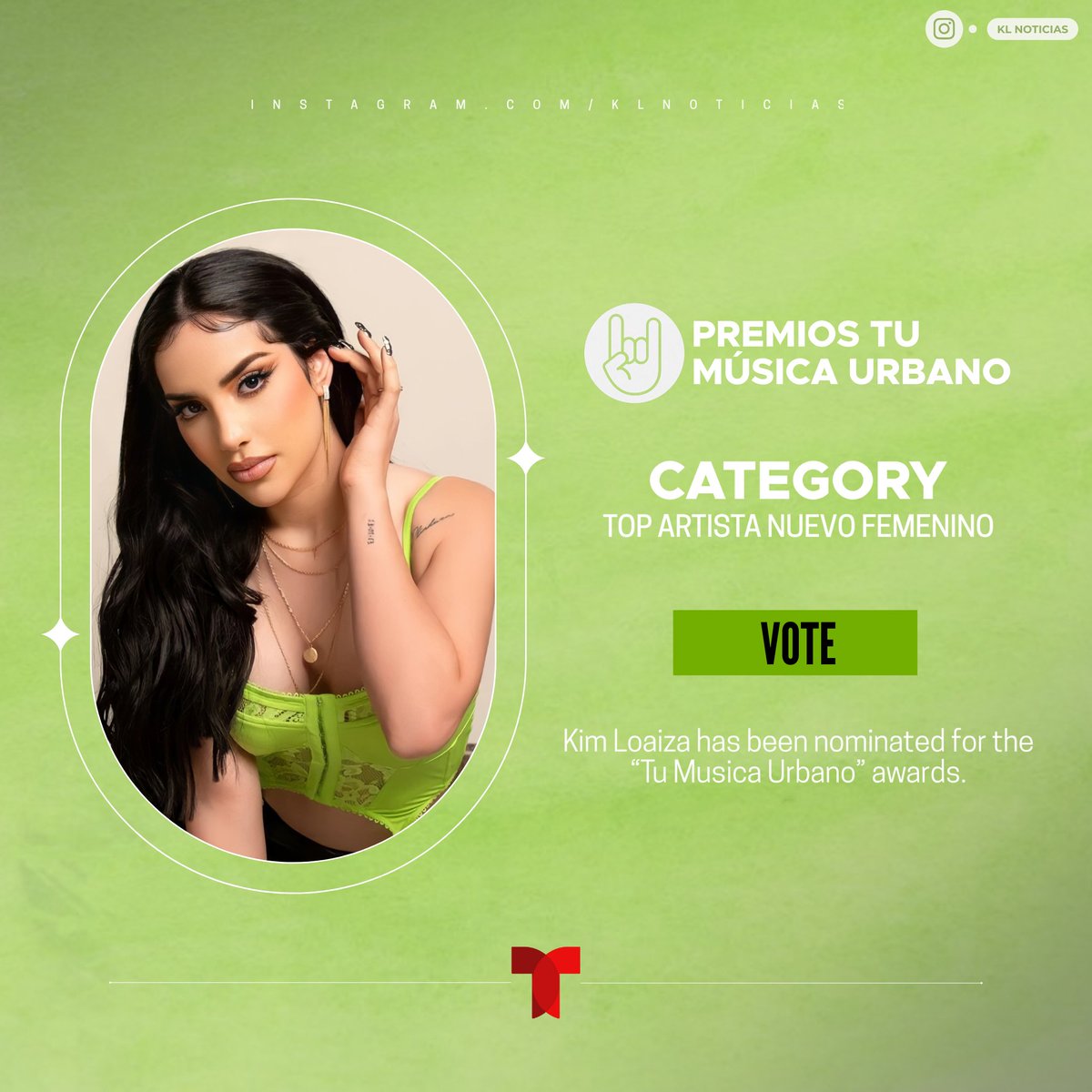 KimLoaizaStats's tweet photo. Kim Loaiza es nominada por primera vez a los “Tu música urbano awards” de Telemundo Shows.

— Categoría: Top Artista Nuevo Femenino. https://t.co/GrBdz187mR