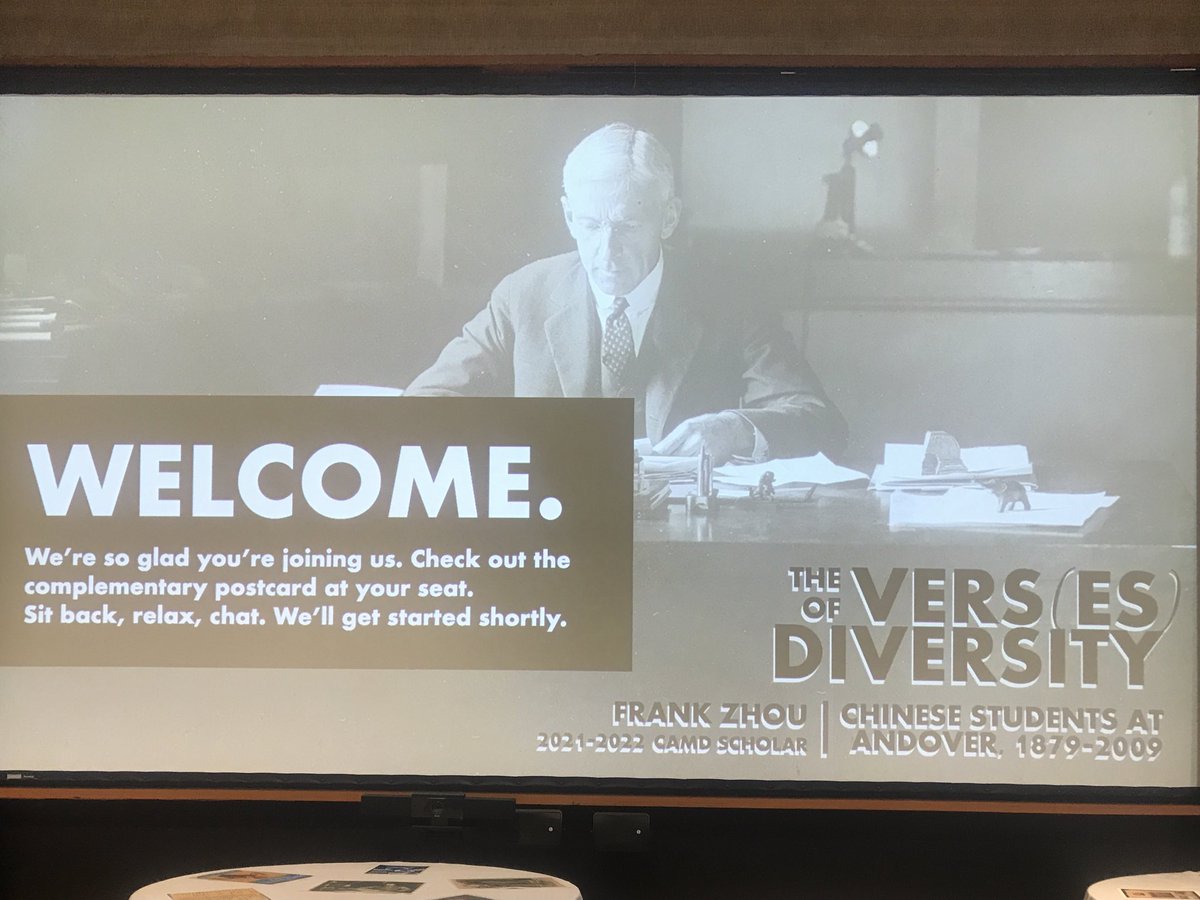 Frank Zhou ‘22 will deliver the last CAMD Scholar talk of the year. Having spent countless hours in the OWHL working with our archivist <a href="/paige_roberts/">Paige Roberts (@paigeroberts@historians.social)</a>, Frank has produced a valuable piece of scholarship on the history of Chinese students <a href="/phillipsacademy/">Phillips Academy</a>.