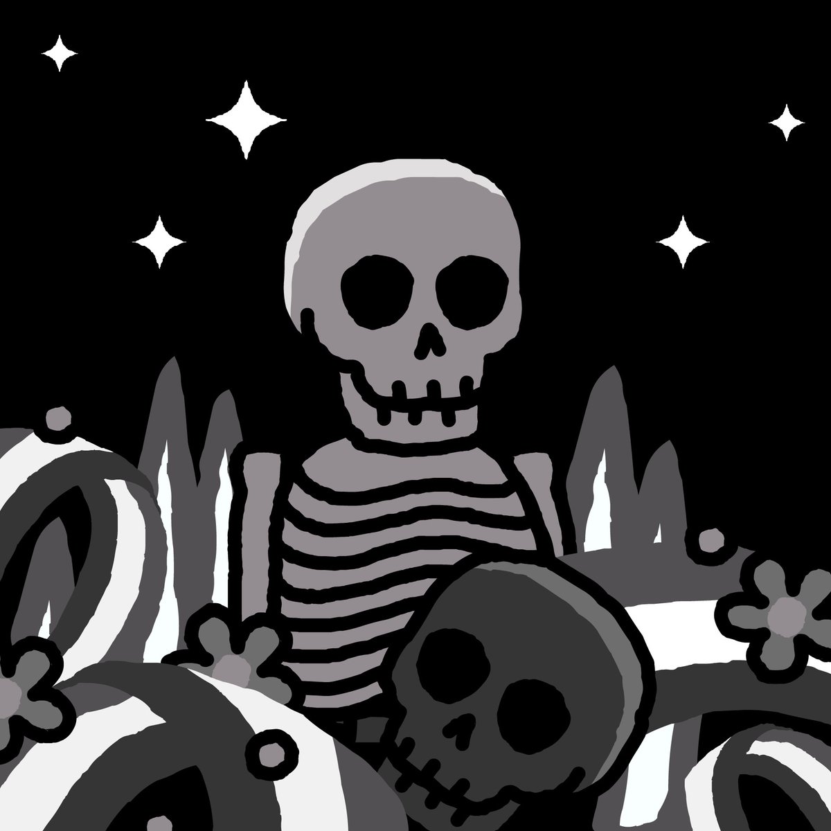Real_Duck420's tweet photo. It doesn’t have utility in the way of earning crypto via staking, or fancy roadmaps (that are often overshot) but is instead ever evolving art, and access to an incredible community with constant giveaways, whitelist access and great vibes. 

buy the bones, be the bones. NFA ☠️ https://t.co/6QamUGs4B1
