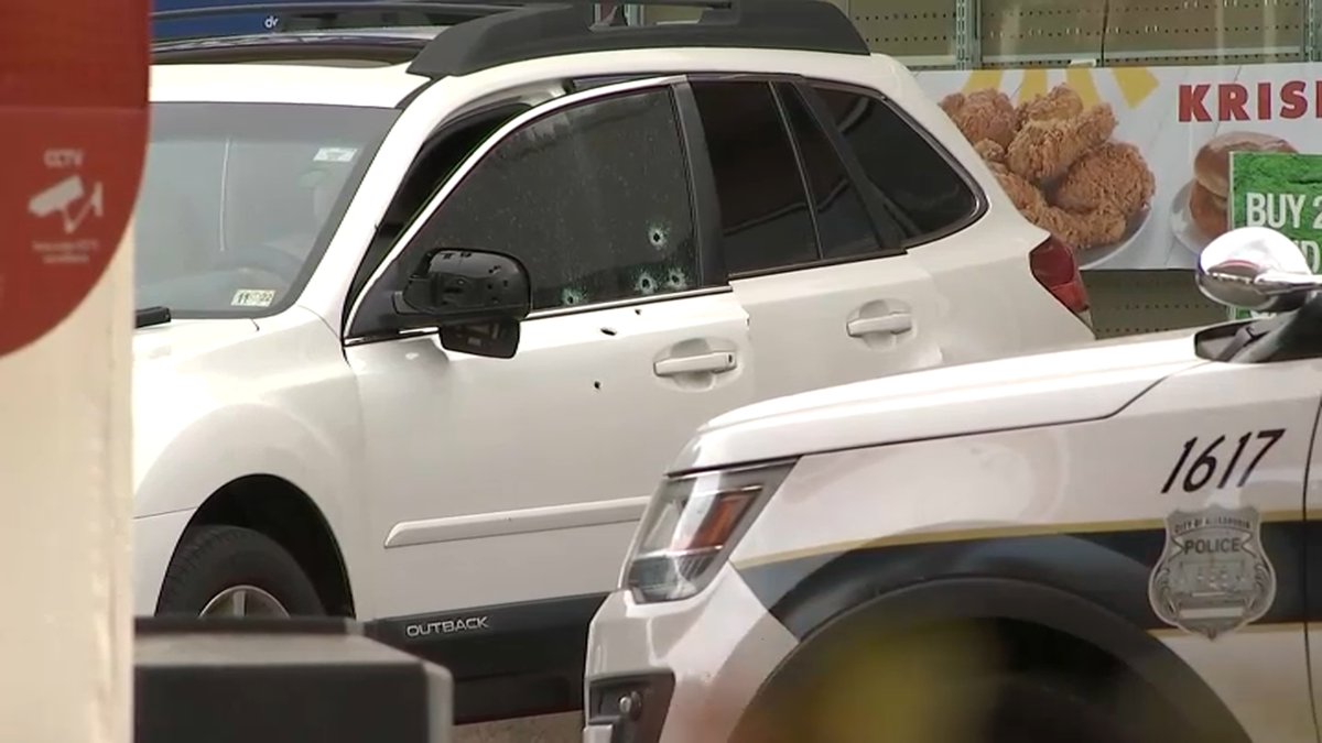 New video from <a href="/Telemundo44/">Telemundo 44 DC</a> shows four bullet holes in the the car that several men were attempting to steal at the Exxon on Richmond Highway in Alexandria. <a href="/waltermorris/">Walter Morris</a> has the latest on the investigation live at 11 <a href="/nbcwashington/">NBC4 Washington</a>