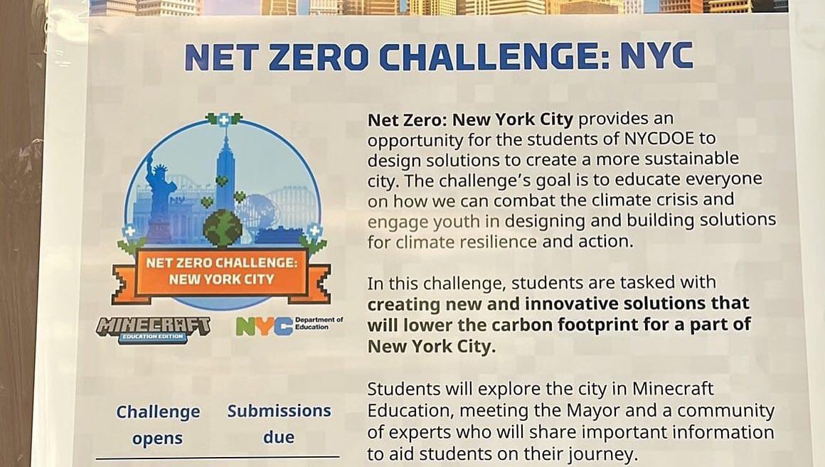 PrincipalJDHS's tweet photo. Teachers become students.. Proud to showcase this #NYCSTEM #NYCsustainability challenge π»πΎπ±#MinecraftEdu @nycschools @supmprayor @MarkTreyger718 @CMAriKagan47 https://t.co/y0lCEFisRr