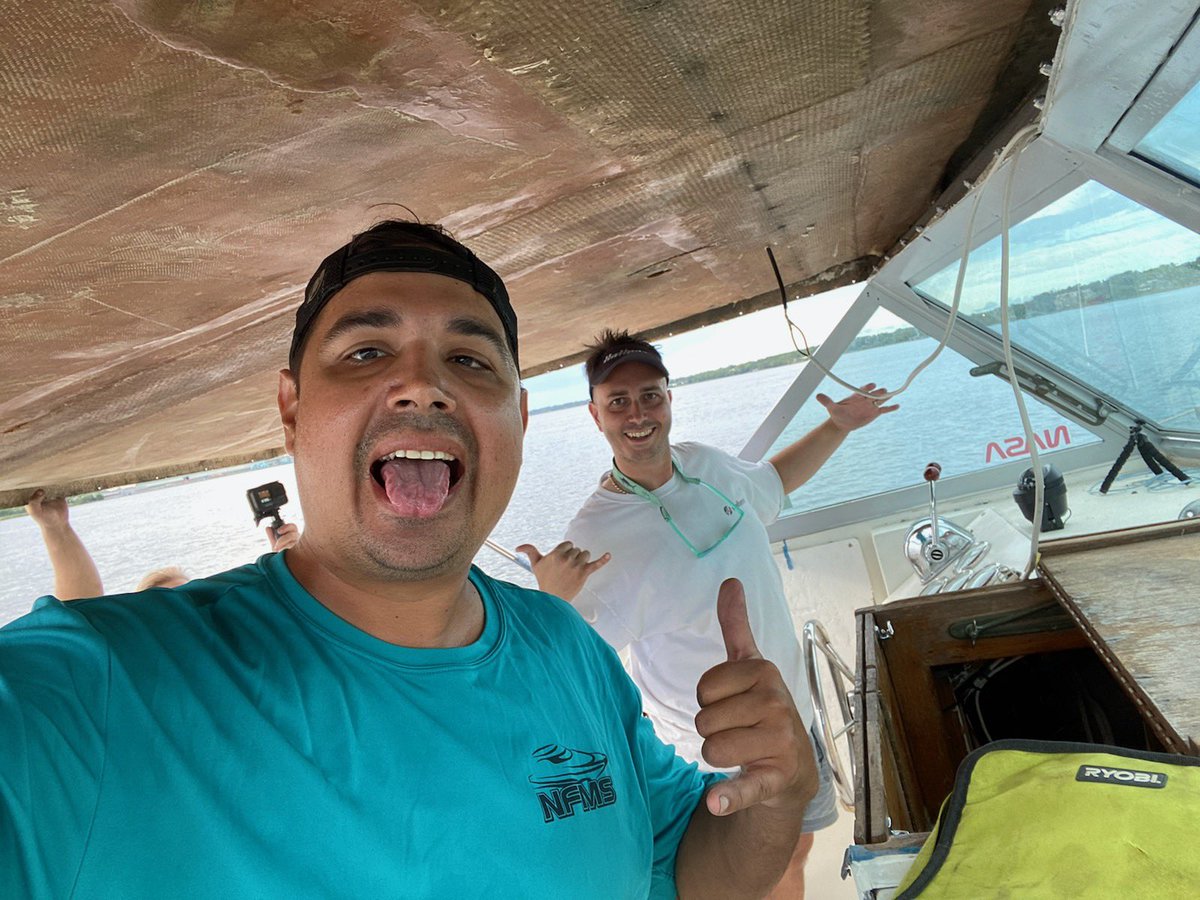 We did it! Thanks to all for your support! Yeah still a lot of work to do but the boating community here has been great! #FridayVibes #FridayThe13th #hatteras thanks @Similar2Laura <a href="/nfms/">najla</a> Joe, James and <a href="/PuppyDumb/">David Fisher</a>  the countless others!