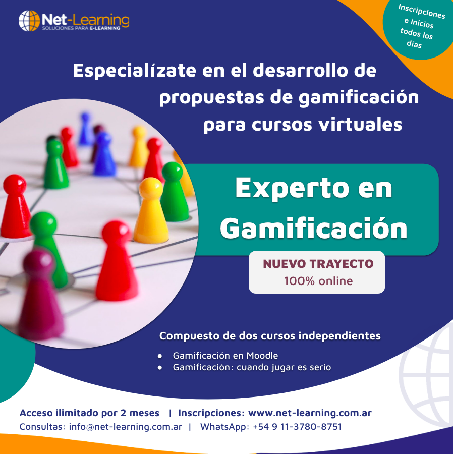 netlearning20's tweet photo. Desarrolla propuestas de #gamificación para #eLearning y entornos virtuales. Experto en Gamificación (online) compuesto de dos #cursos  ➨ https://t.co/84gPu1Qen7 ¡Inscríbete en cualquier momento y comienza a cursar! Consultas al WhatsApp: +54911 3780 8751 #formación https://t.co/ZZ3sUKf3AK