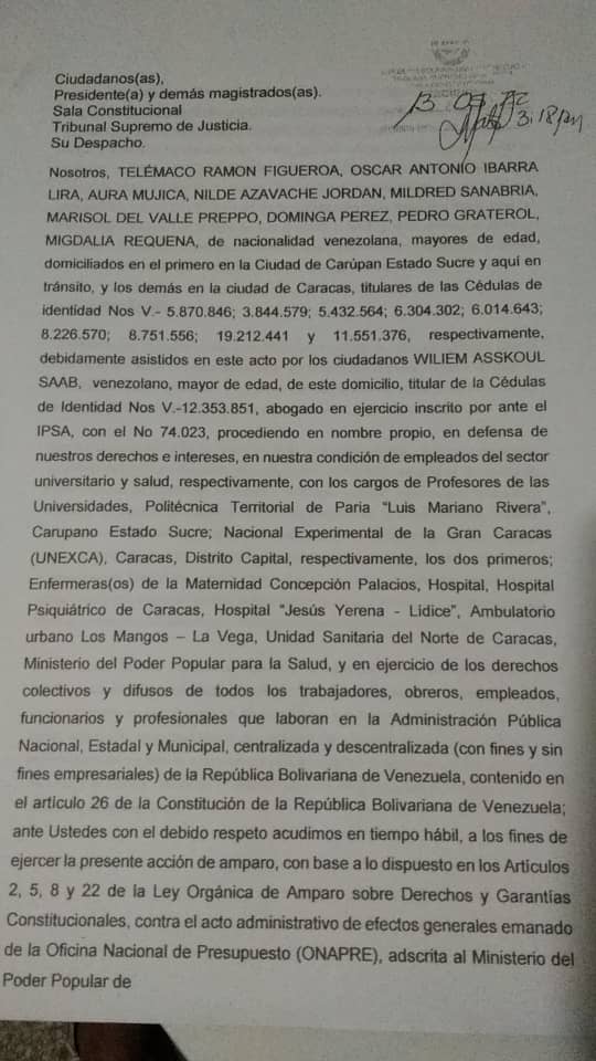 MariaesPueblo's tweet photo. INSTRUCTIVO ONAPRE Hoy trabajador@s de APN acudieron a la SC TSJ para introducir Amparo por Derechos Colectivos y Difusos contra Instructivo ONAPRE q recorta, viola y cercena Derechos Constitucionales asistidos @WAsskoulSaab. Esperamos justicia del alto tribunal. Toca luchar¡ https://t.co/xEhrZdlpn9