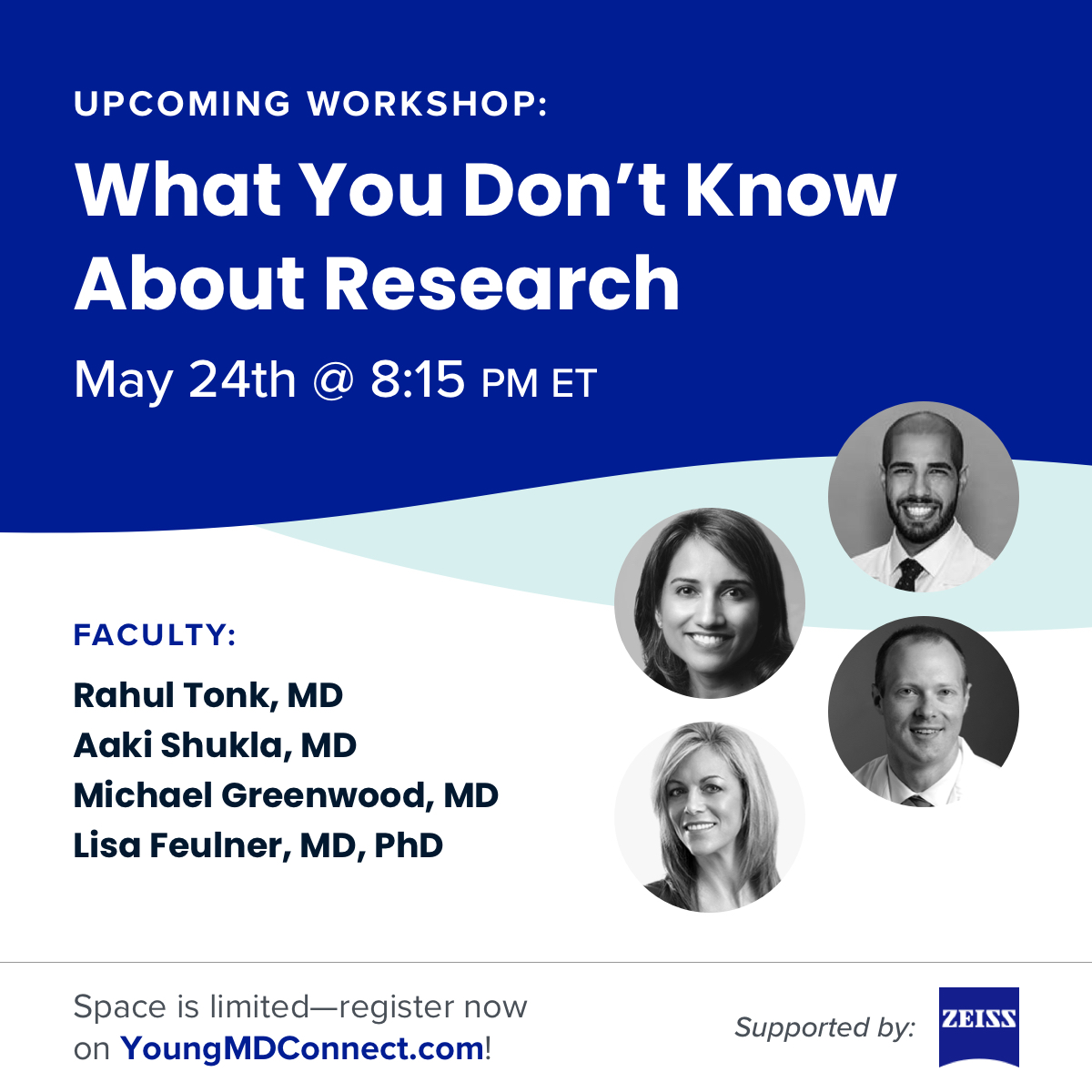During this workshop, YMDC members will learn about the various types of research, as well as how they can start to find ways to get involved. Join Drs. Lisa Feulner; Michael Greenwood; Aakriti Garg Shukla; and Rahul Tonk for this informative session: bit.ly/38swWP0