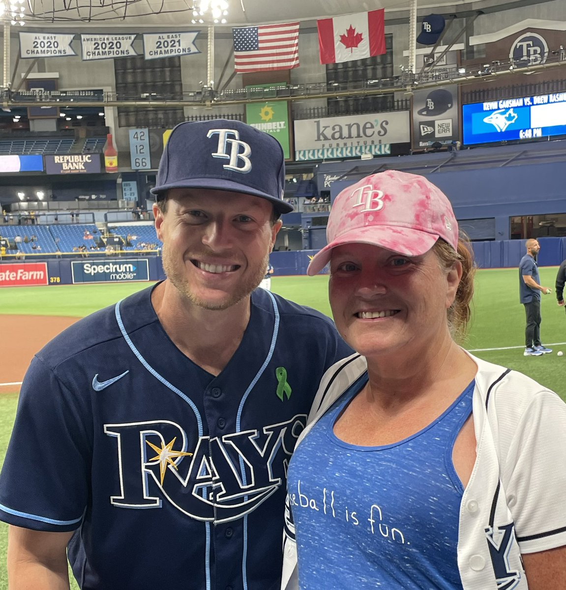 Hangin’ with my favorite hard working 12U baseball player at the @RaysBaseball game! Welcome back to the Trop! Let’s go #RaysUp
@BaseballisFun__ 
@Brett_Phillips8 
@BallyRays