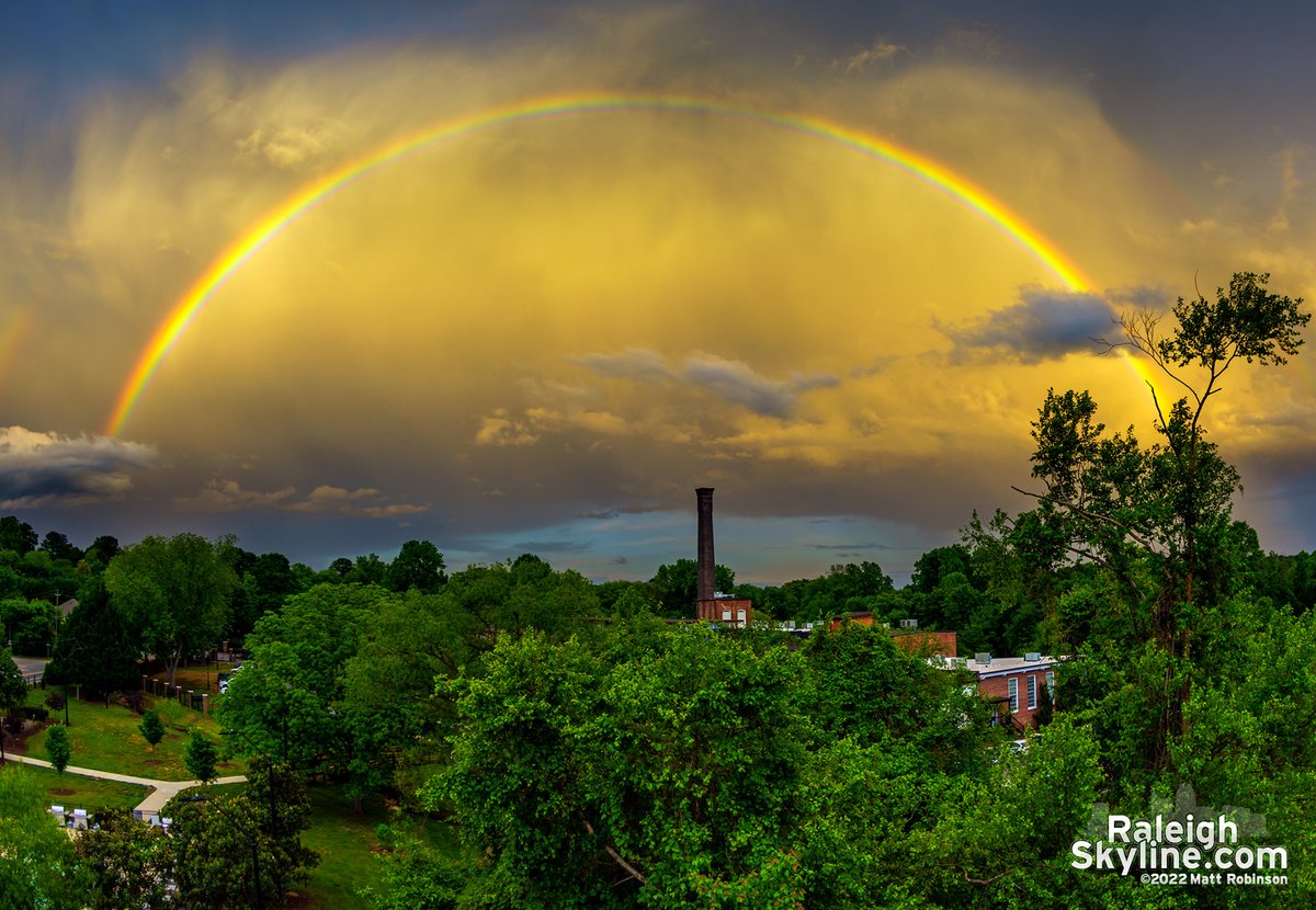 metroscenes's tweet photo. Rainbow over Raleigh this evening. 🌈 #ncwx https://t.co/XtCUo0gWHg