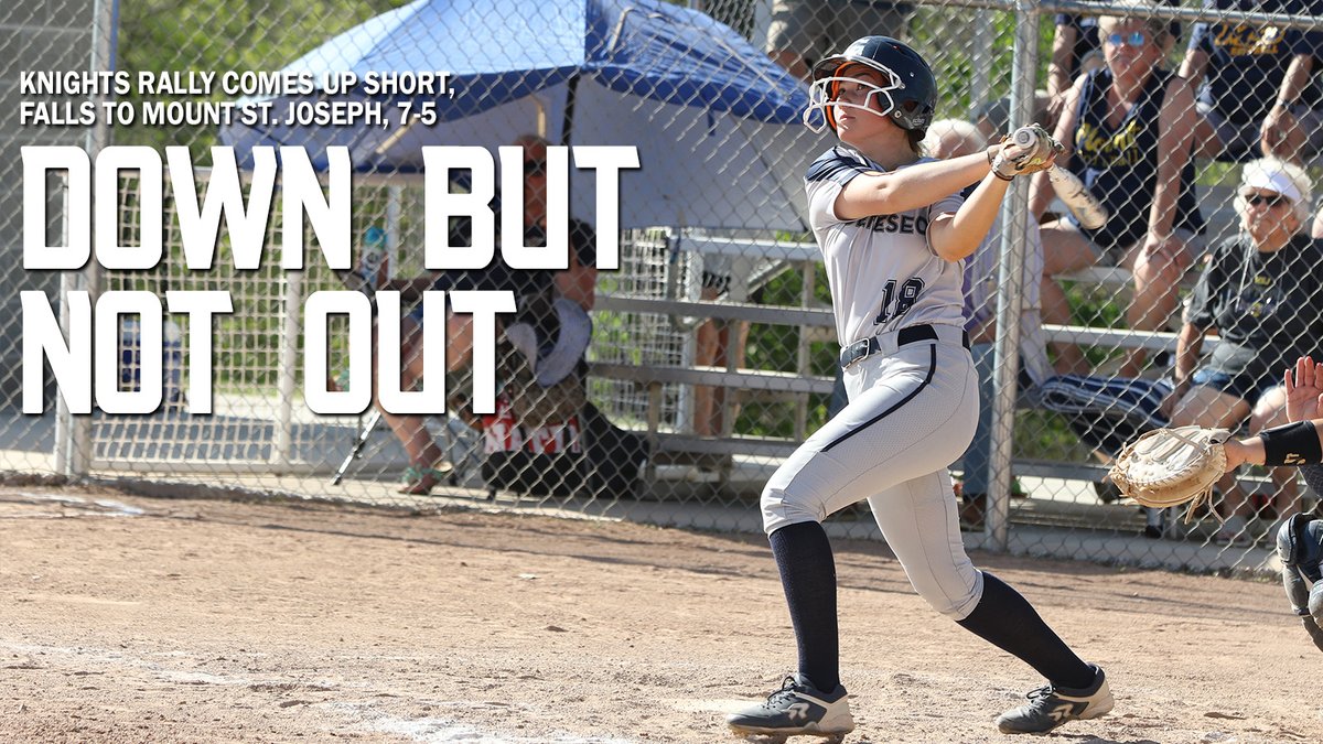 GeneseoKnights's tweet photo. SB: @GeneseoSB late rally comes up short, falls to Mount St. Joseph, 7-5. Knights set to take on Stevens tomorrow at 2:30 
https://t.co/uucpDTyIwo
#OneKnight #d3sb https://t.co/knakOV5GNq