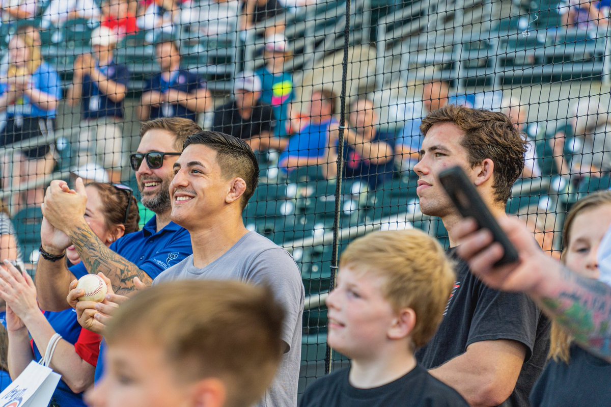 📸 of <a href="/GVWrestling/">Grand View Wrestling</a> being recognized as the 2022 National Champions at tonight’s <a href="/IowaCubs/">Iowa Cubs</a> game‼️🤩