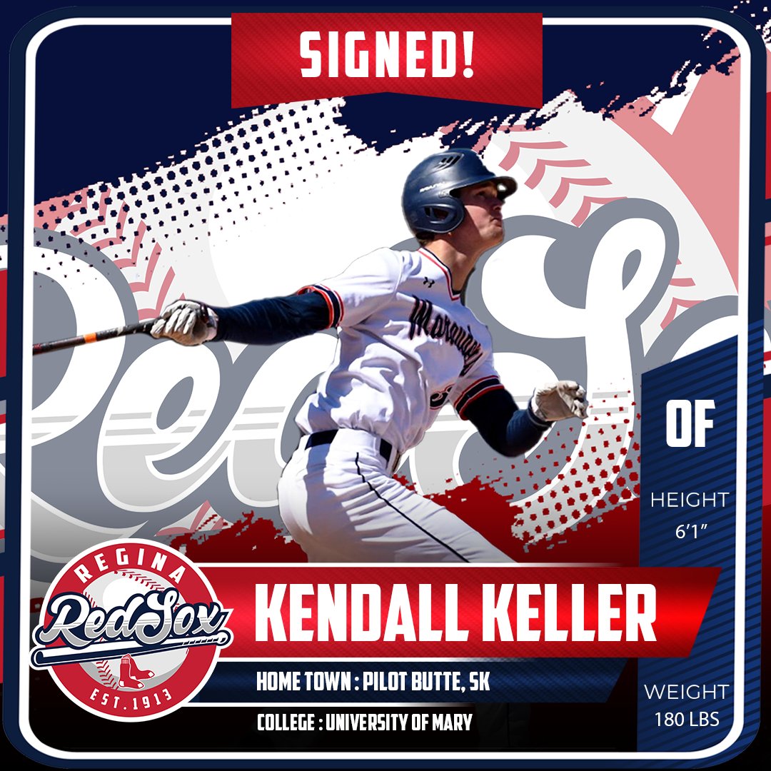 ReginaRedSox's tweet photo. Signed: Kendall Keller- Hometown Pilot Butte Sk. Kendall is an outfielder at University of Mary in Bismarck ND. Kendall is in his sophomore season and is hitting .263 with 4 homeruns.  @umary #nextlevel  #collegebaseball #ncaa #njcaa #naia #juco #perfectgame #D1 https://t.co/c2KGpsEq0f