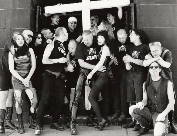 TorontoPast's tweet photo. TO in the 90's: Sanctuary opened in 1992, it was a popular goth bar during the 1990's. (Photos: Courtesy of the owner: Lance ). Pics: The staff of the Sanctuary, Pins, Logo.
#toronto #torontopast #torontophoto #downtowntoronto #toronto90s #retrotoronto https://t.co/dvHkPF6INb