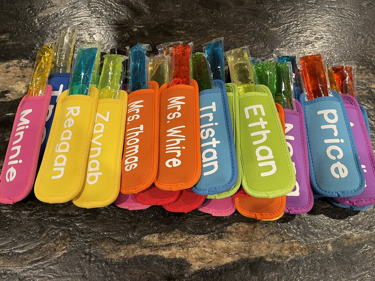 mjacksonscholar's tweet photo. A mother’s job is never done!!! End of year gifts! Personalized popsicles covers for my littles classes! This was set one for Tristan ! Made another set for my Laila LuLu! #craftymama #icanmakethat #latenights #earlymornings #almostendofyear https://t.co/XnUGZnFBeF