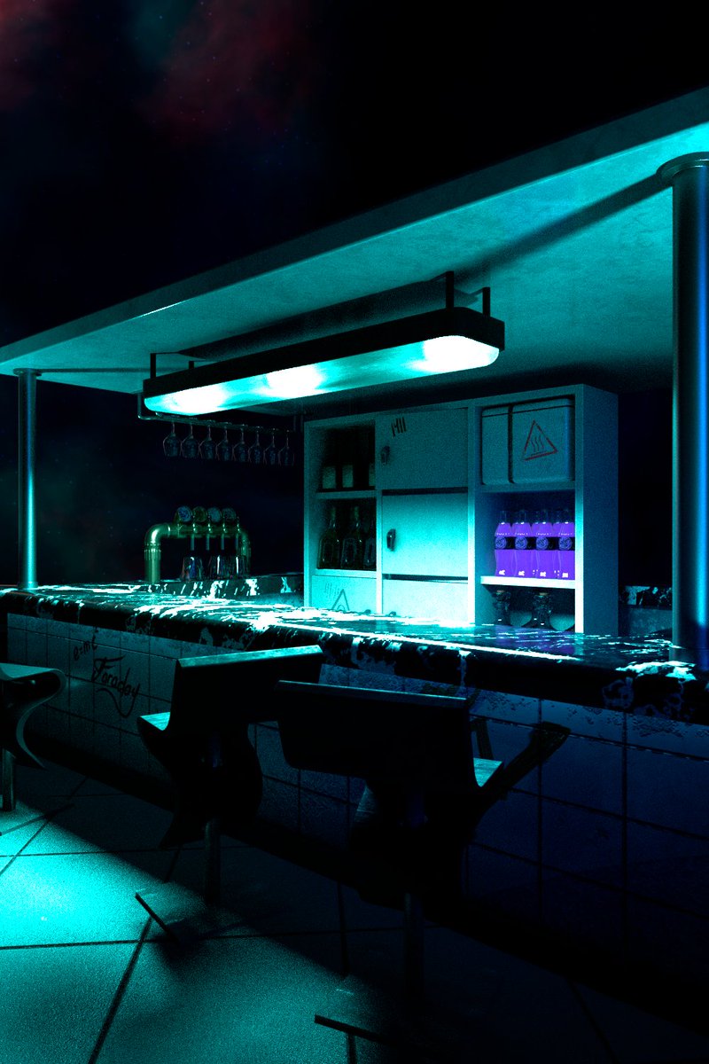 I'll throw off a couple more frames from the Faraday cage, you should probably make some composition here.

#Blender3d #blender初心者 #3dart #3dmodeling #cyberpunk #scifi