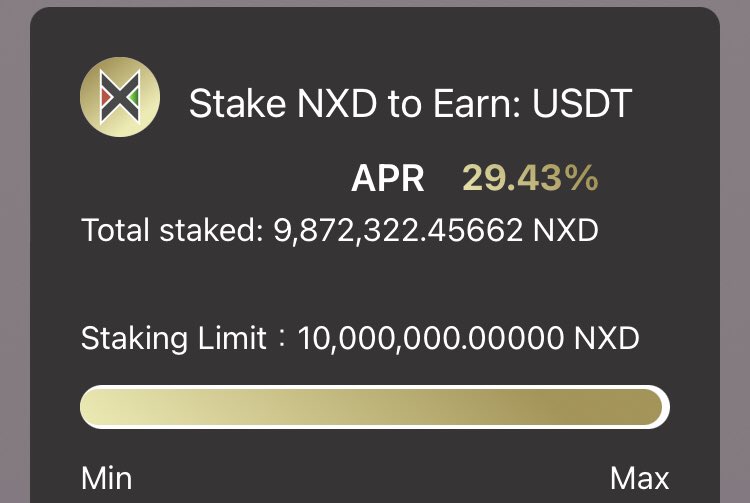 geoojich's tweet photo. #Nexfi のトータルステークがあと約13万 $NXD に💦

とうとう全て埋まってしまうのか😢
Bitgetの報酬が来るまで待って欲しいな😇

毎日 $USDT が入ってくるのはうれしい😊

2回目のステーキング開始時に5ドル分の #Electram  になるんだったら、今月末までは #NXD を買わないとね🤩 https://t.co/gVhOyQdbcm