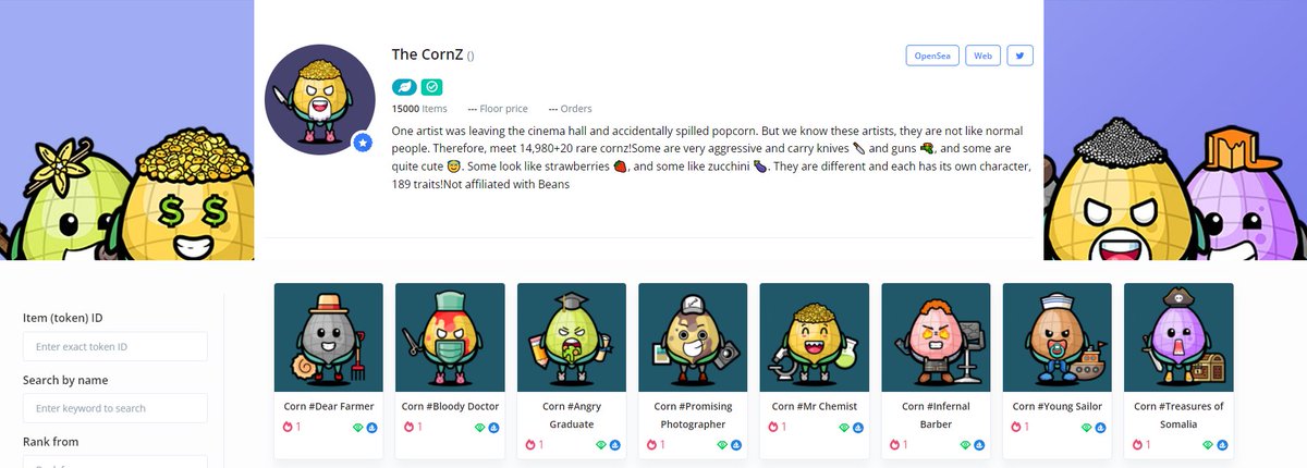 The_Cornz's tweet photo. 🔥Finding rare ones is now easy! 
👑You will be able to check the rarity of any Corns on this service. The higher the "Score", the greater the rarity. 
🌽Collect rare Corns and assemble your unique corn gang.

https://t.co/hQ6CPPabb9

#thecornZ #PolygonNFT https://t.co/eAnfIKtAgg