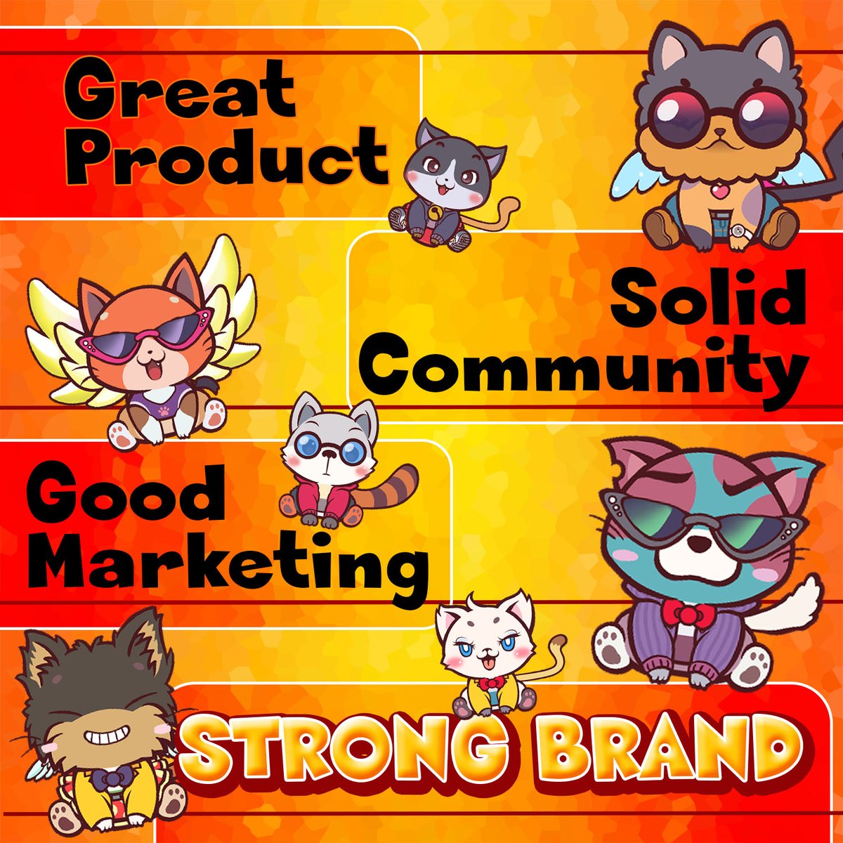 PetsypetNFT's tweet photo. Great Product + Solid Community + Good Marketing = STRONG BRAND

#NFTCommunity #nftcollector 
#NFTdrop #newnftproject
#NFTProject #NFTcollectibles #NFTs
#NewNFT #newNFTs #Metaverse #MetaverseNFT
#dropnft #NFTartists #NFTarts #NFT #nftart https://t.co/CvmJqNtd4C