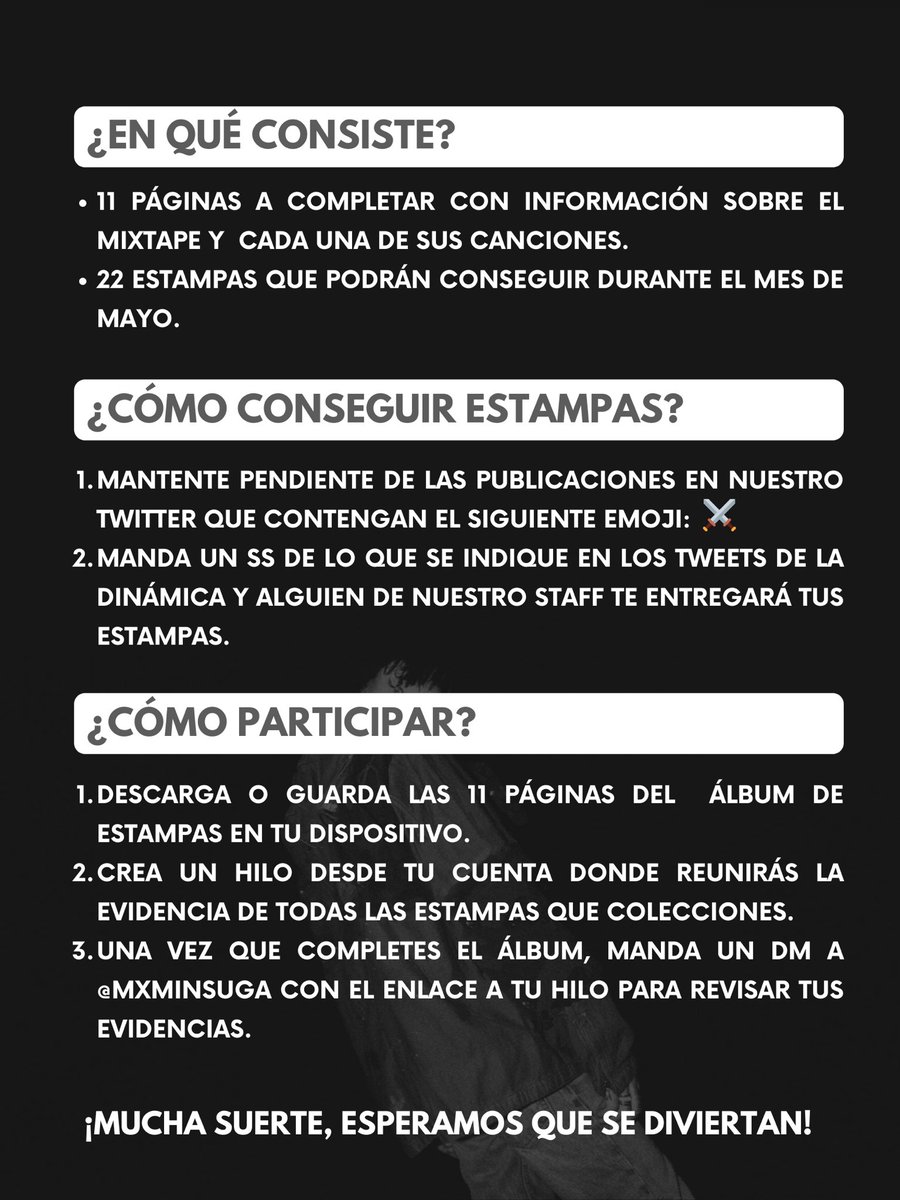 MxMinSuga's tweet photo. 📀 | ÁLBUM DE ESTAMPAS D-2

¡El álbum de estampas, es una dinámica de MxMinSuga para todxs lxs ARMYs que quieran celebrar el segundo aniversario de D-2 con nosotrxs! 

 • Participa llenando tu álbum para ganar una cuenta premium de Spotify. 

#SUGA #BTSSUGA #AgustD @BTS_twt https://t.co/DzNvDCdzmc