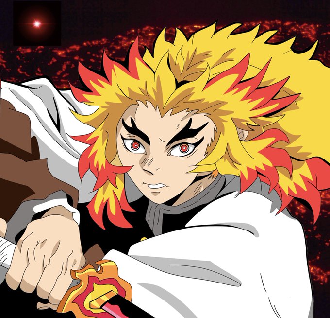 はやっちゃん☠️さんがTwitterに投稿した煉獄杏寿郎(鬼滅の刃)のイラスト。