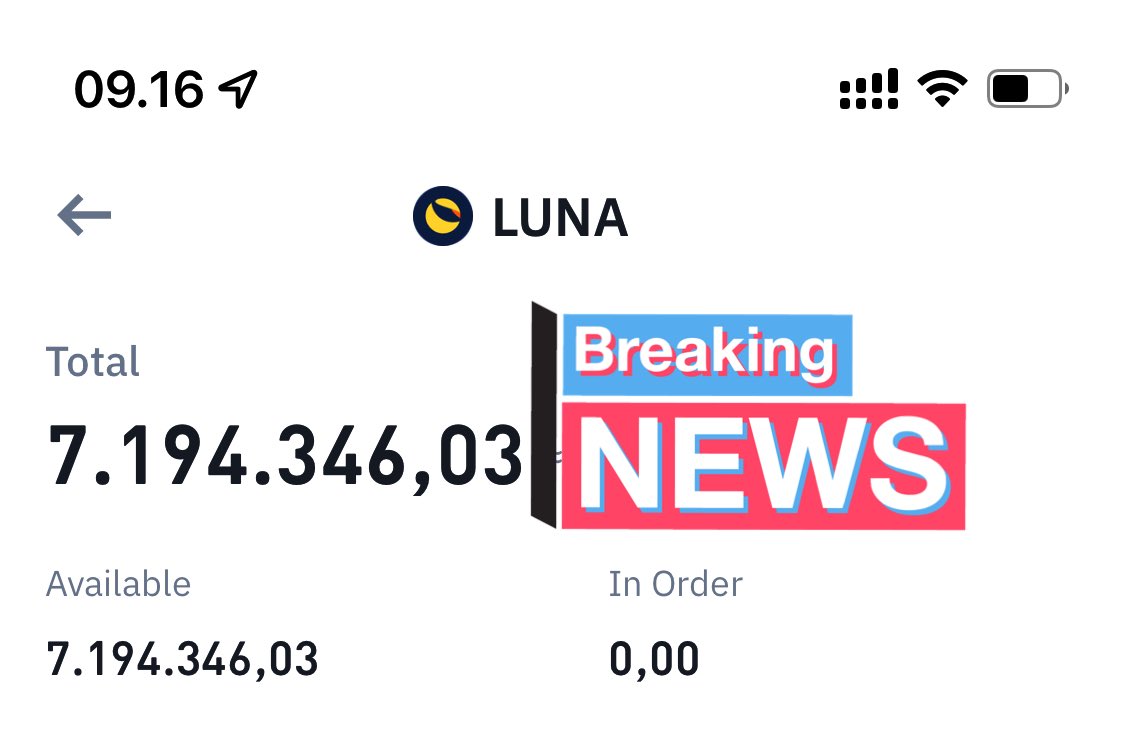 rckypl's tweet photo. beli $Luna 10usd dapat segini kemarin 🥰 https://t.co/itlgP0zf06