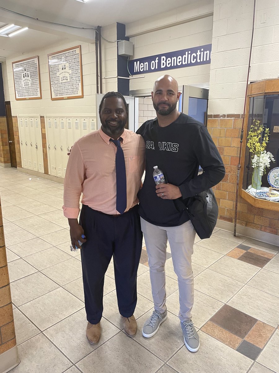 CoachGoode's tweet photo. ⁦Thank you to @SIU_Football⁩ ⁦@2_adjames⁩ for coming to see our young men ⁦@BeneBengalsFB⁩. #AllHail #Grindfor9 https://t.co/jfo7KKSkoJ