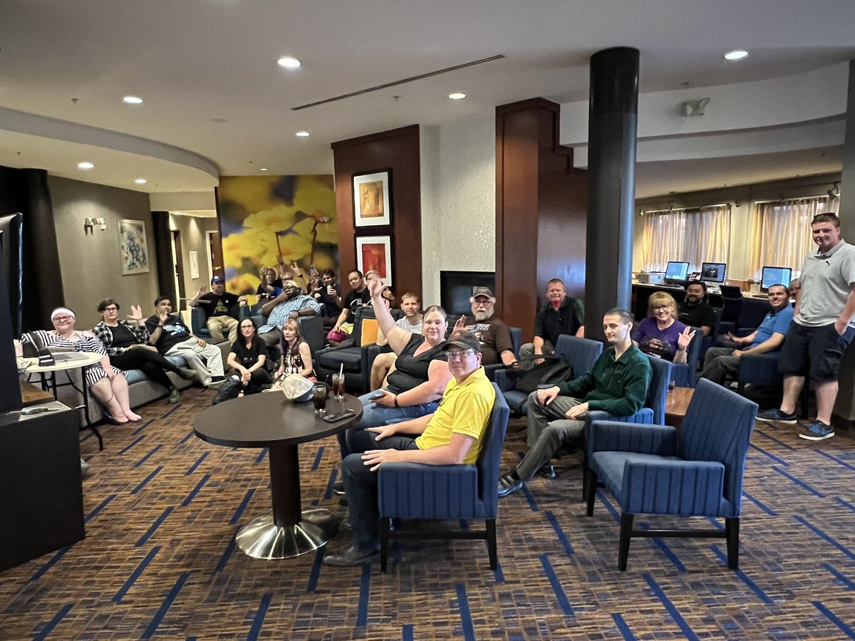 Thanks to <a href="/StarTrekOnPPlus/">Star Trek on Paramount+</a> we can have a Star Trek viewing party in a Burbank hotel lobby. 

Watching #DS9 “Nor the Battle to the Strong,” in preparation of our visit to Bronson Caves with my <a href="/7thRule/">The 7th Rule: A Star Trek Podcast 🔜 #STSF</a> partner <a href="/CirrocL/">Cirroc Lofton</a> tomorrow  

Day Four of the <a href="/voydocumentary/">The Voyager Documentary</a> Away Missions.