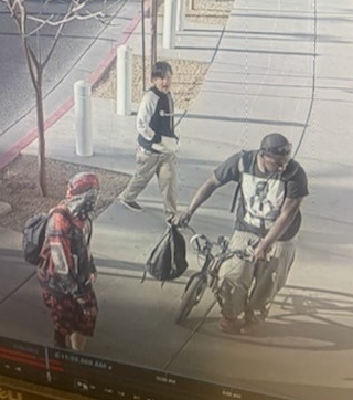 LVMPD's tweet photo. Detectives are seeking the public's help to identify three subjects involved in an arson fire in downtown Las Vegas on March 26. If you recognize these subjects, please contact police or @CrimeStoppersNV.

Click here for more: https://t.co/TWUetfd838 https://t.co/5dPZVsWIUF