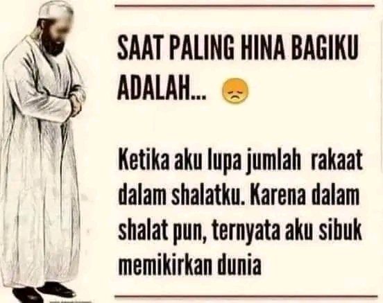Innayaputri72's tweet photo. Astaghfirllah,,,jujur gw jg pernah...dan tdk sedikit org yg lupa jumlah rakaat dlm sholatnya.

Penyebabnya tdk lain adlh kepo urusan dunia.

Astaghfirllah https://t.co/LaWpPn0Eqy