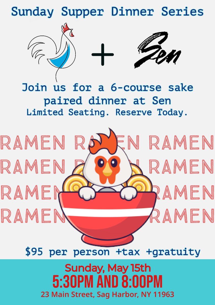 SenSagHarbor's tweet photo. Sunday, May 15th.  Lil' Birdie Exclusive Dinner at Sen 🍜 - https://t.co/ZISqfyUWop https://t.co/NYBnIU9bAF
