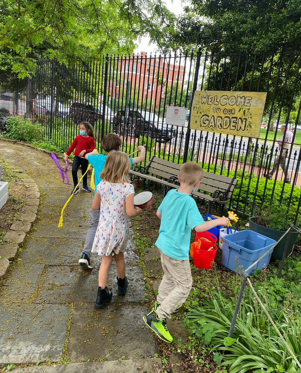Finally gave OUTDOOR learning centers a try with a moment of good spring weather today! Students engaged as builders, musicians, artists, gardeners and engineers with a choice of 7 centers. One student spelled his name “Mack” in blue blocks! <a href="/dcpublicschools/">DC Public Schools</a> <a href="/DcpsLibrary/">DCPS Library Programs</a>