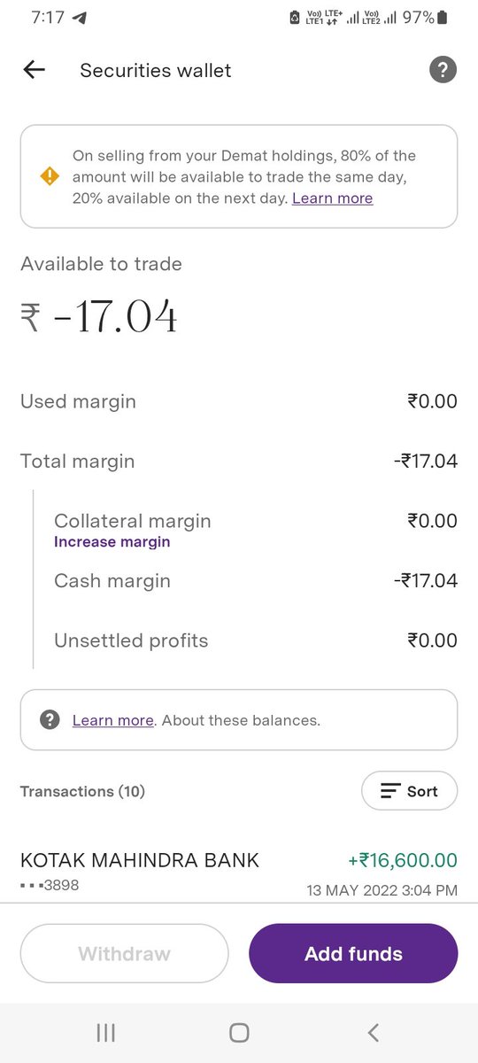 SamundarSinghR7's tweet photo. @upstox stop using upstox as it takes hidden charges from users.yesterday after all buying my balance is positive and around 10 rs and now it is negative.
#stopupstox https://t.co/GBBfmRcsrv