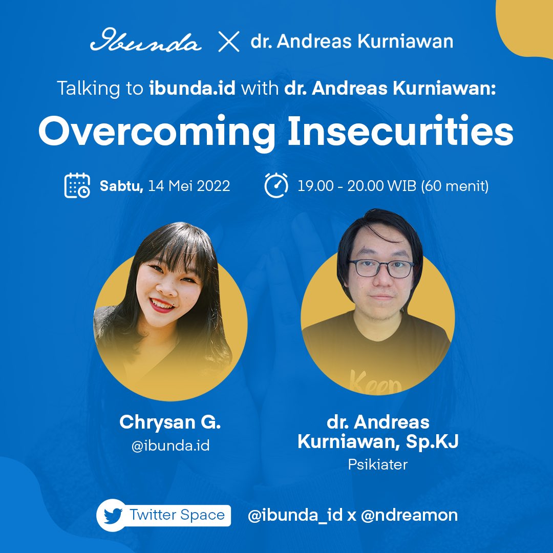 ndreamon's tweet photo. Selamat weekend #SobatOverthinking se-Indonesia. Malam ini ngobrol di twitter space sama @Ibunda_id ngomongin insecurities.

Walau saya juga insecure apakah bisa bawain topiknya atay nggak. 

Kalau kamu dengerin ini, bakal ajak siapa? https://t.co/3uPj7vIc5d