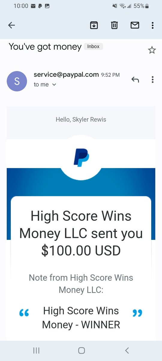 sfrench_101's tweet photo. I won a hundred!!! @HighScoreWM https://t.co/JHesOqZ0Ld
