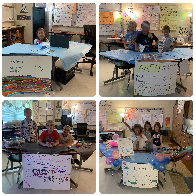 mrs_jackson209's tweet photo. Business Day @buchelem yesterday was a success!! The students worked so hard setting up their business and providing a good or service to sell to others! We had massages, a lemonade stand, board games, arm wrestling, rubber band bracelets, crafts, and a photo booth! #wearebranson https://t.co/XSjP3xsbYR