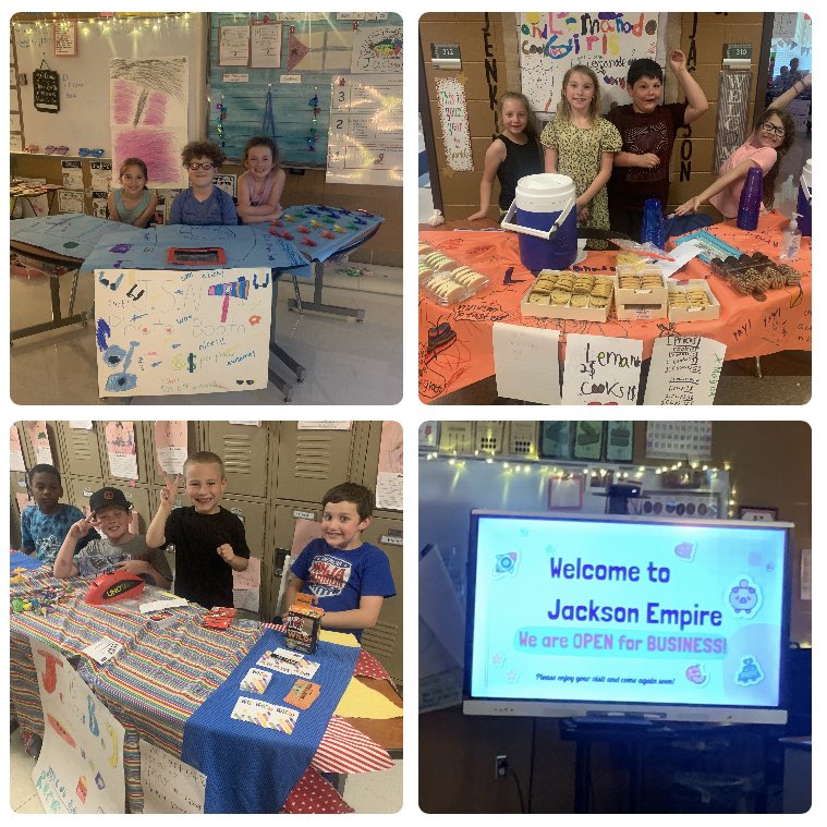mrs_jackson209's tweet photo. Business Day @buchelem yesterday was a success!! The students worked so hard setting up their business and providing a good or service to sell to others! We had massages, a lemonade stand, board games, arm wrestling, rubber band bracelets, crafts, and a photo booth! #wearebranson https://t.co/XSjP3xsbYR