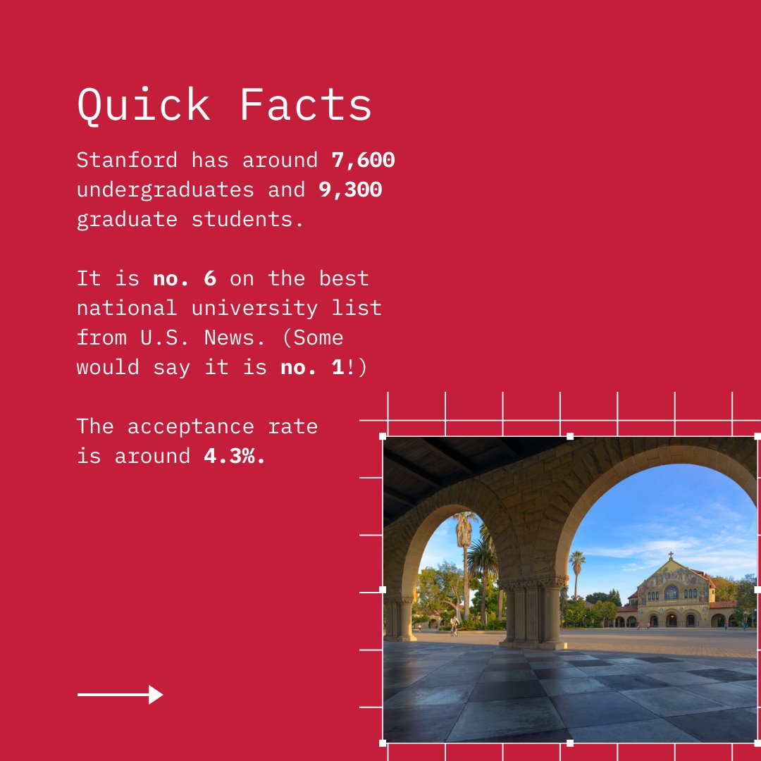 AdmitReality's tweet photo. Our next school profile is Stanford
University, a private research institution in California's
Bay Area. Go trees! 🌲 
@Stanford https://t.co/yFo7V2hP5Q