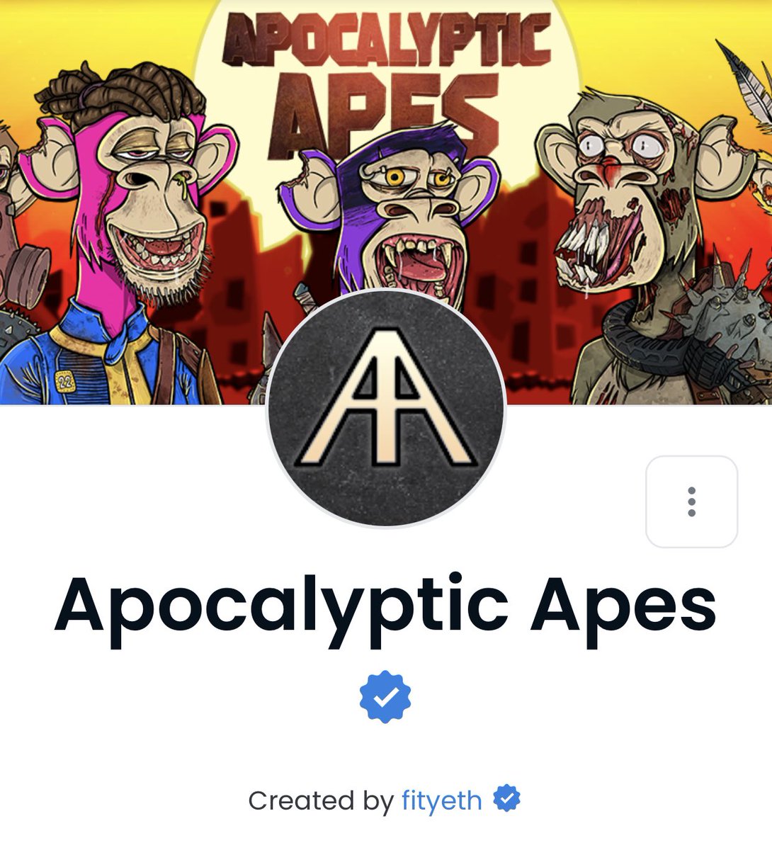What’s that fancy blue thing below the title?!?!  LFG!!!   Thank you <a href="/opensea/">OpenSea</a> for getting the <a href="/apocalypticapes/">Apocalyptic Apes | 🦍</a> verified.
