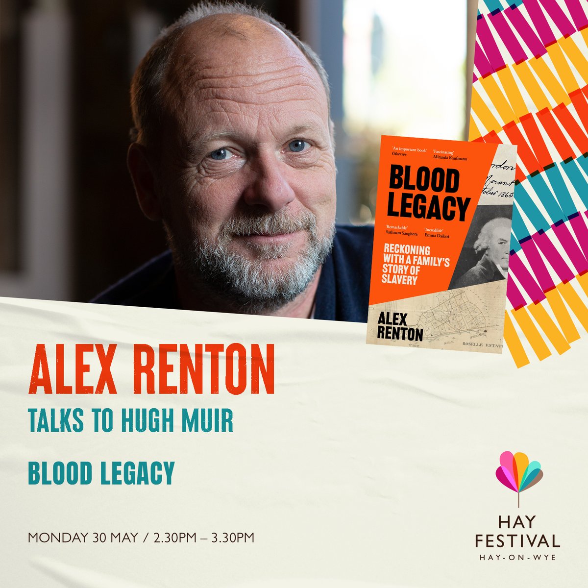 <a href="/axrenton/">Alex Renton</a> explores what inheritance has been passed to the descendants of the slave owners and the descendants of the enslaved with <a href="/hugh_muir/">Hugh Muir</a>.

Book now hayfestival.org/p-18876-alex-r…