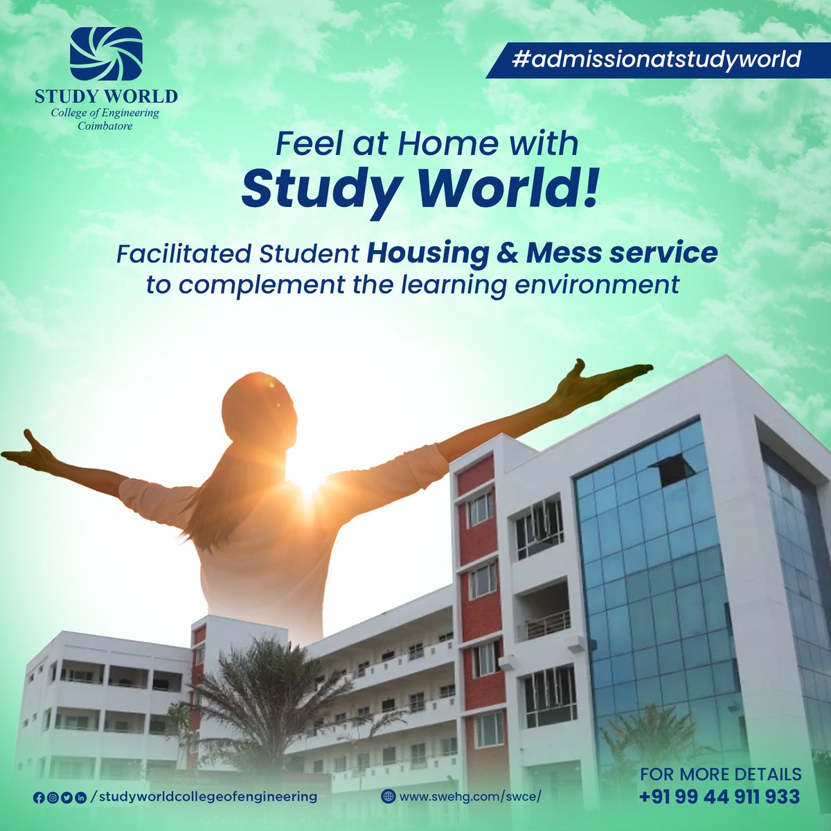 StudyWorldGI's tweet photo. Our advanced facilities which include #student accommodations &amp; mess, allow you to enjoy a wonderful #learning environment. We provide study-friendly rooms, hygienic and nutritious food &amp; other facilities to make you feel at #home.

#MondayMotivation
#studyworldengineeringcollege https://t.co/aZ6tgcd5Wc