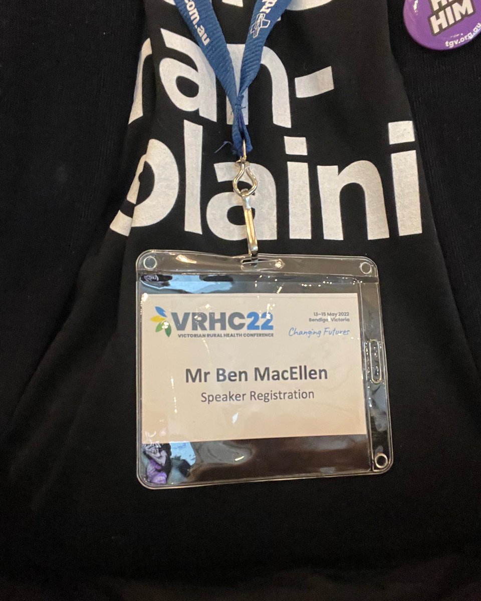 BenMacEllen's tweet photo. It was a privilege to be able to speak about my lived experience as a trans man at Vic Rural Health Conference 2022 today. Thanks to @RuralDocsVic for inviting me to increase gender diversity awareness for rural doctors. Wonderful attendance &amp; engagement. 
#VRHC22 #GenderDiverse https://t.co/xkFwDB2gTZ
