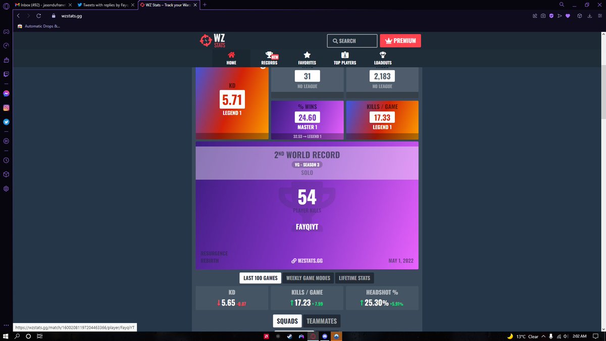 Fayqiwtf's tweet photo. 54 kill game under 5 months into playing warzone. And the clip for the game cut out after 42 kills...
Rebirth solos https://t.co/fEXvurHUEu